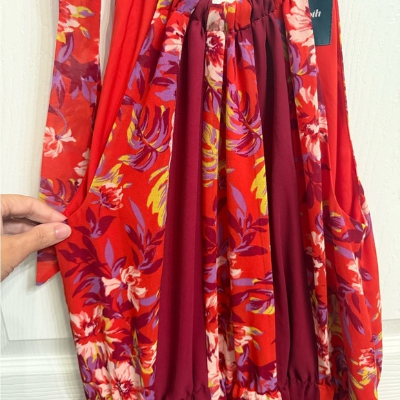 ModCloth Illuminated Elegance Chiffon Pink Orange Floral Printed Maxi Dress M - Picture 3 of 6